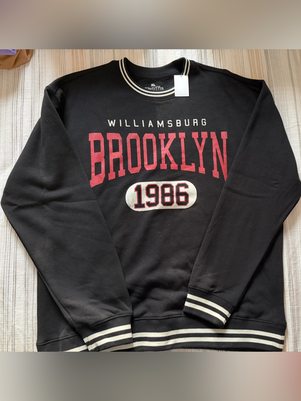 Williamsburg Black Crewneck Sweater with Red Brooklyn Graphic